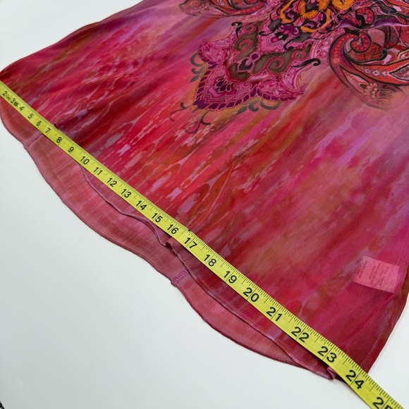 Unity World Wear Women’s Pink Orange Studded Patterned Top Medium Flutter Sleeve - Picture 13 of 14